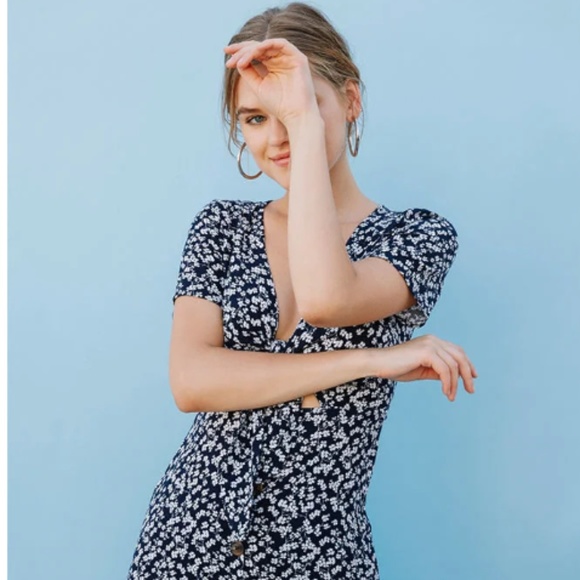 Lottie Moss Tie Front Button Down Mini Dress - Picture 2 of 4